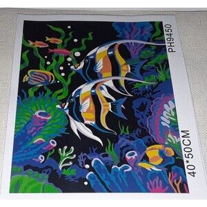 Captain Crafts Painting By Numbers Kit Linen Canvas Fish Nautical Pre-Printed